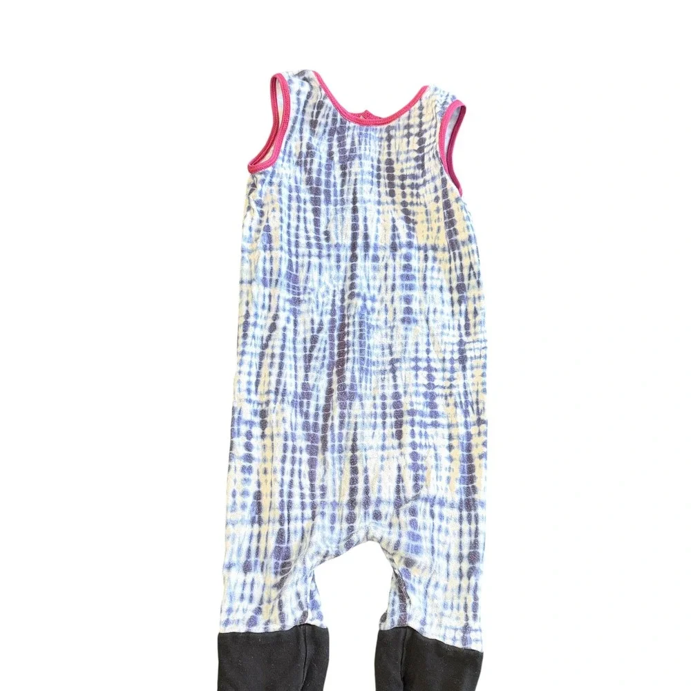 RAGS to Raches Toddler Sleeveless Romper Blue Tie‎ Dye Henley  One Piece Size 2T
